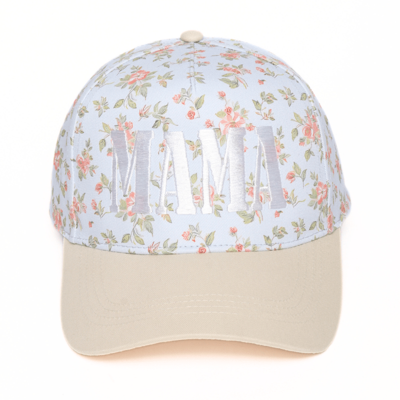 MAMA Embroidered Floral Print Two Tone Cap - Bossy Beans