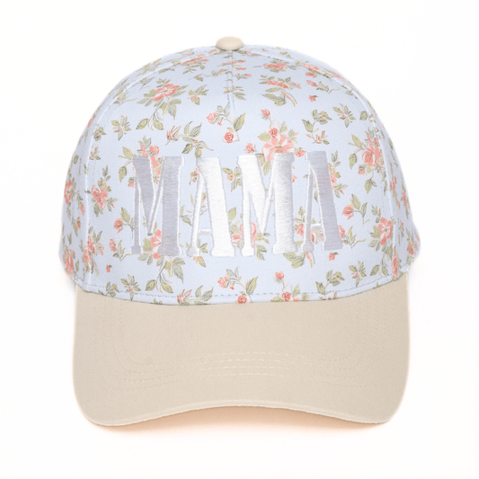 MAMA Embroidered Floral Print Two Tone Cap - Bossy Beans