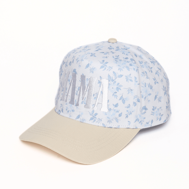 MAMA Embroidered Floral Print Two Tone Cap - Bossy Beans