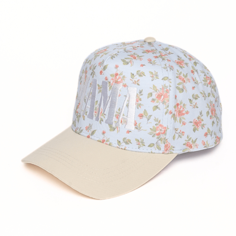 MAMA Embroidered Floral Print Two Tone Cap - Bossy Beans
