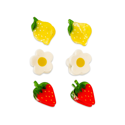 Micro Fruit and Flowers Hair Claw Clip Set - Bossy Beans