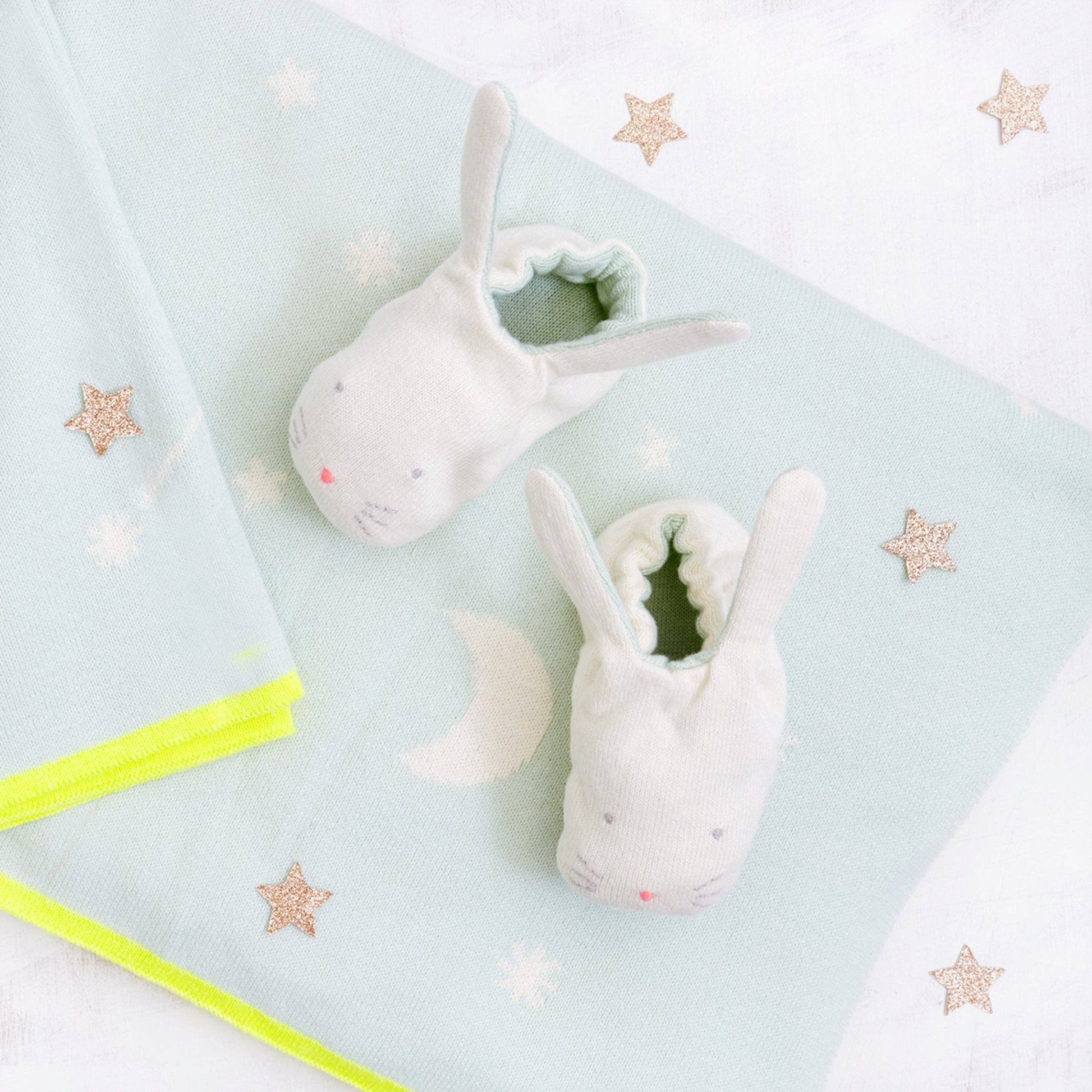 Mint Bunny Baby Booties - Bossy Beans