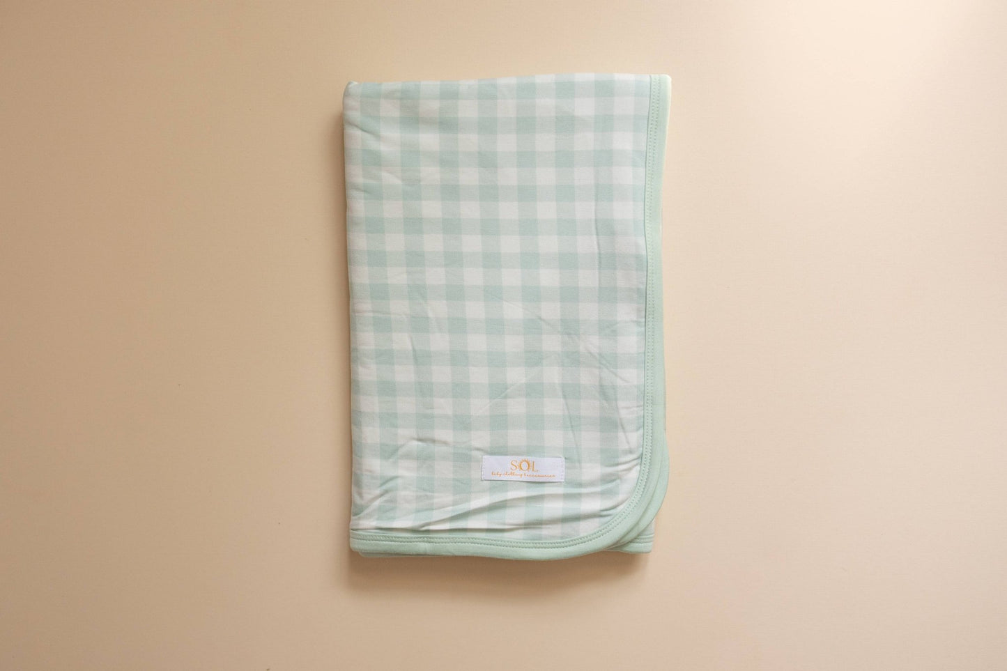 Mint Gingham Bamboo Blanket - Bossy Beans