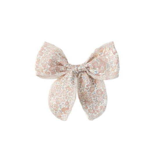 Muslin Bow Clip - Belmont Floral / Shell + Powder - Bossy Beans