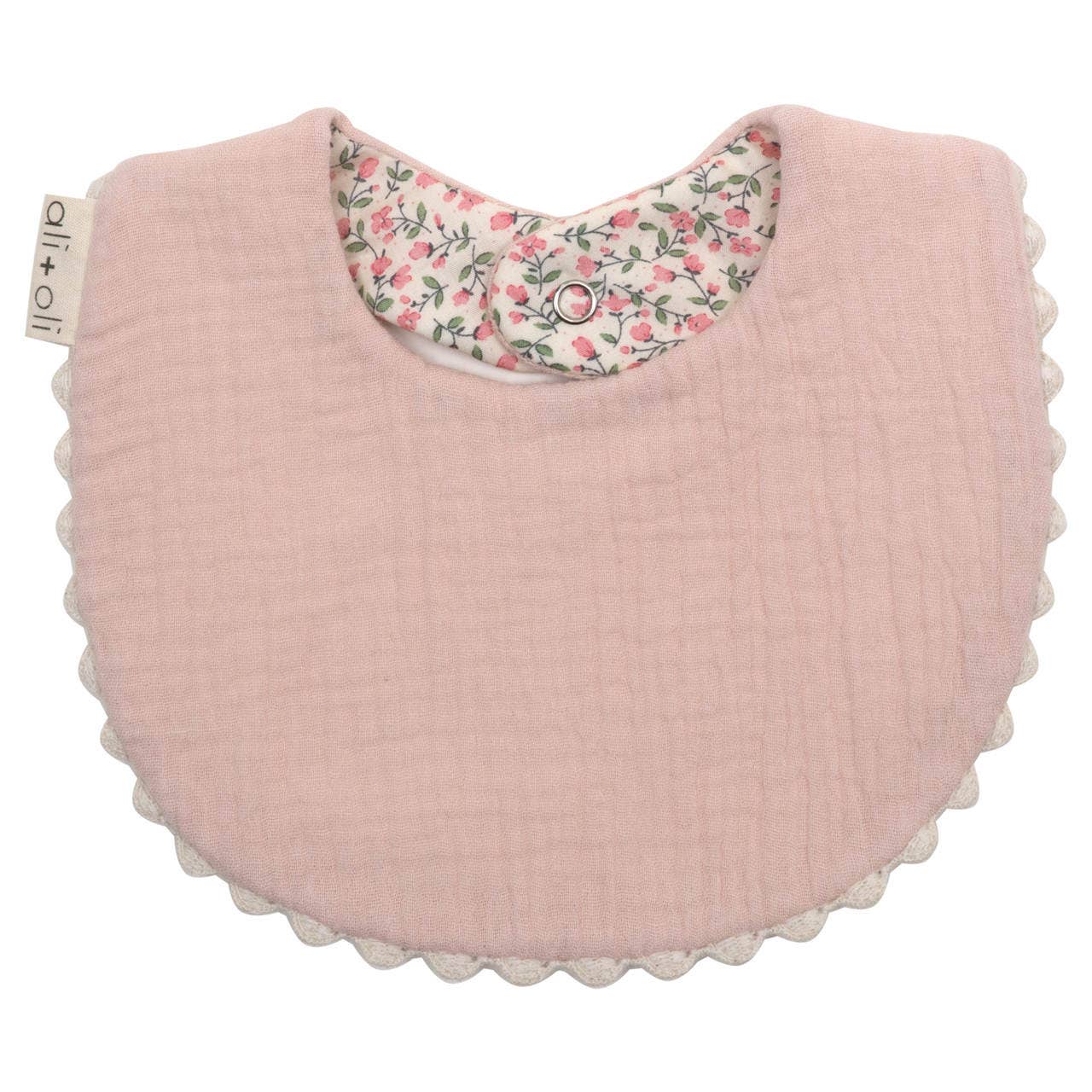 Muslin Cotton Baby Bib Double Sided (Pink/Flowers) - Bossy Beans