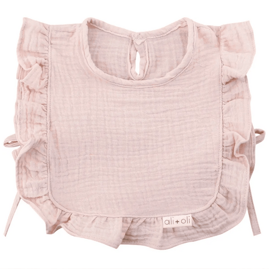 Muslin Cotton Ruffle Baby Bib (Pink) - Bossy Beans