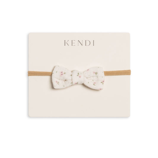 Muslin Dainty Bow - Camellia Floral / Shell + Fern - Bossy Beans