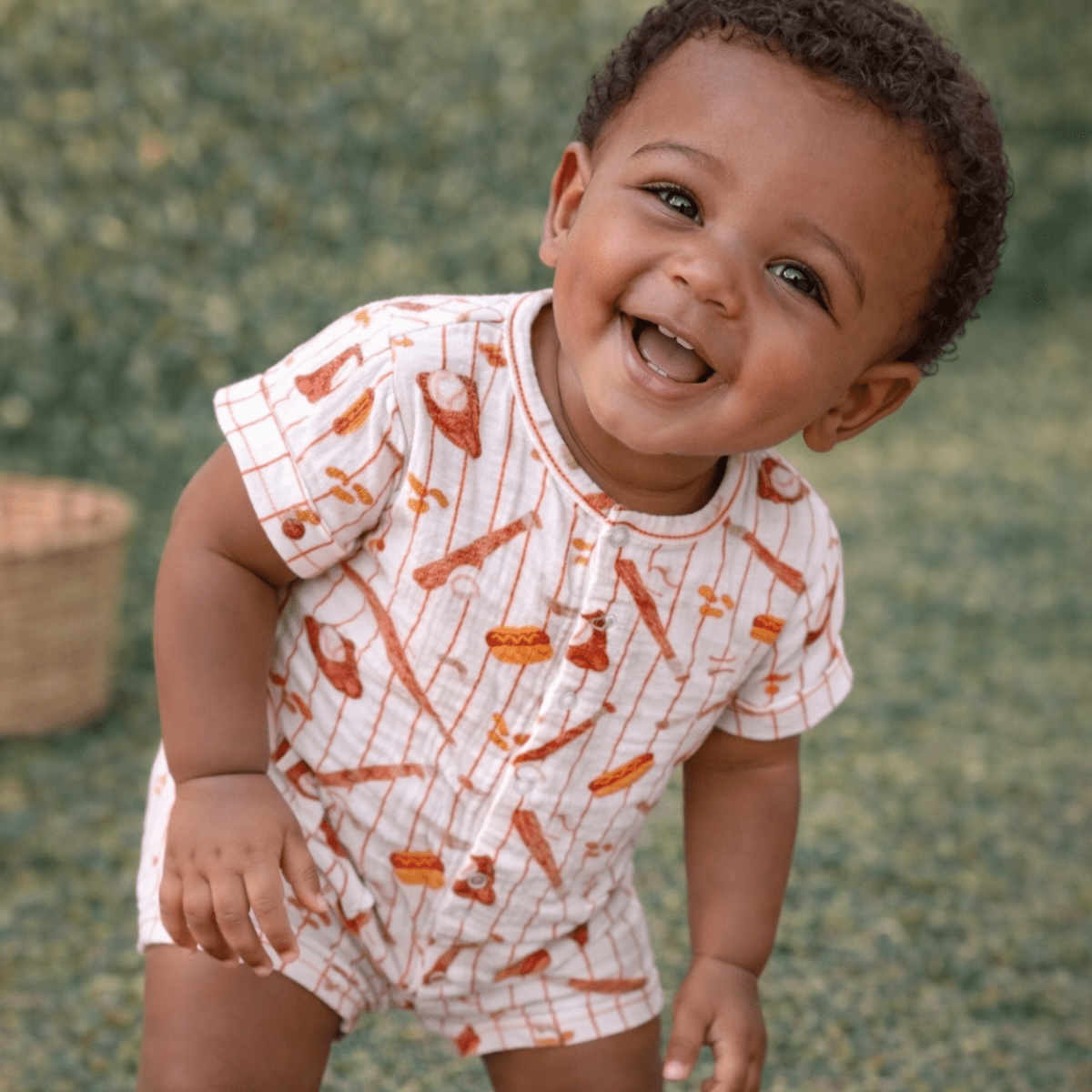 Muslin Henley Shortall - Baseball Game - Bossy Beans