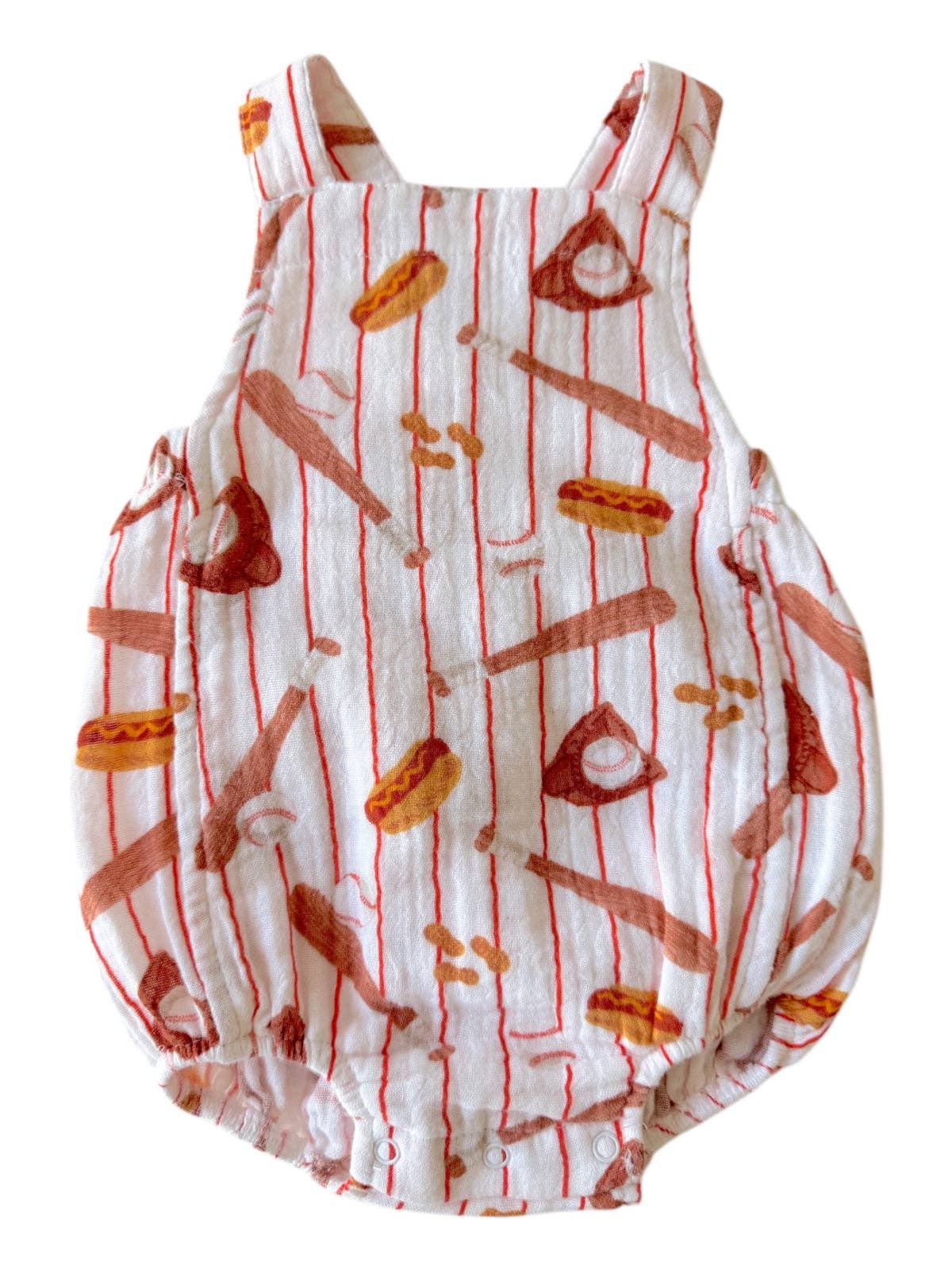 Muslin Retro Sunsuit - Baseball Game - Bossy Beans