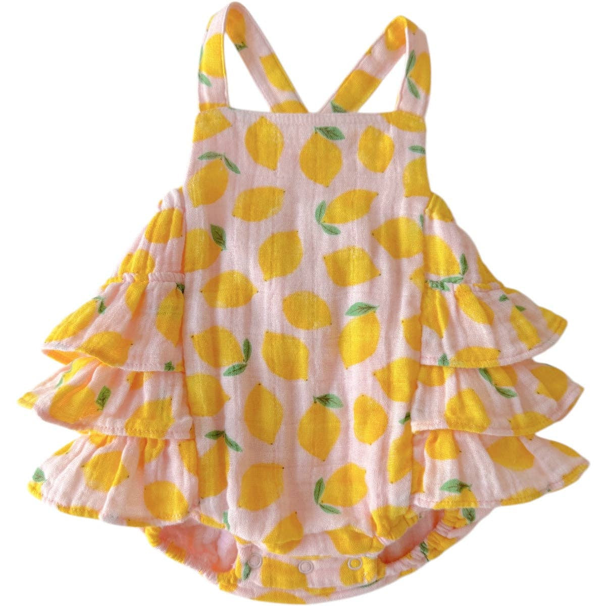 Muslin Ruffle Sunsuit: Lemon Sorbet - Bossy Beans