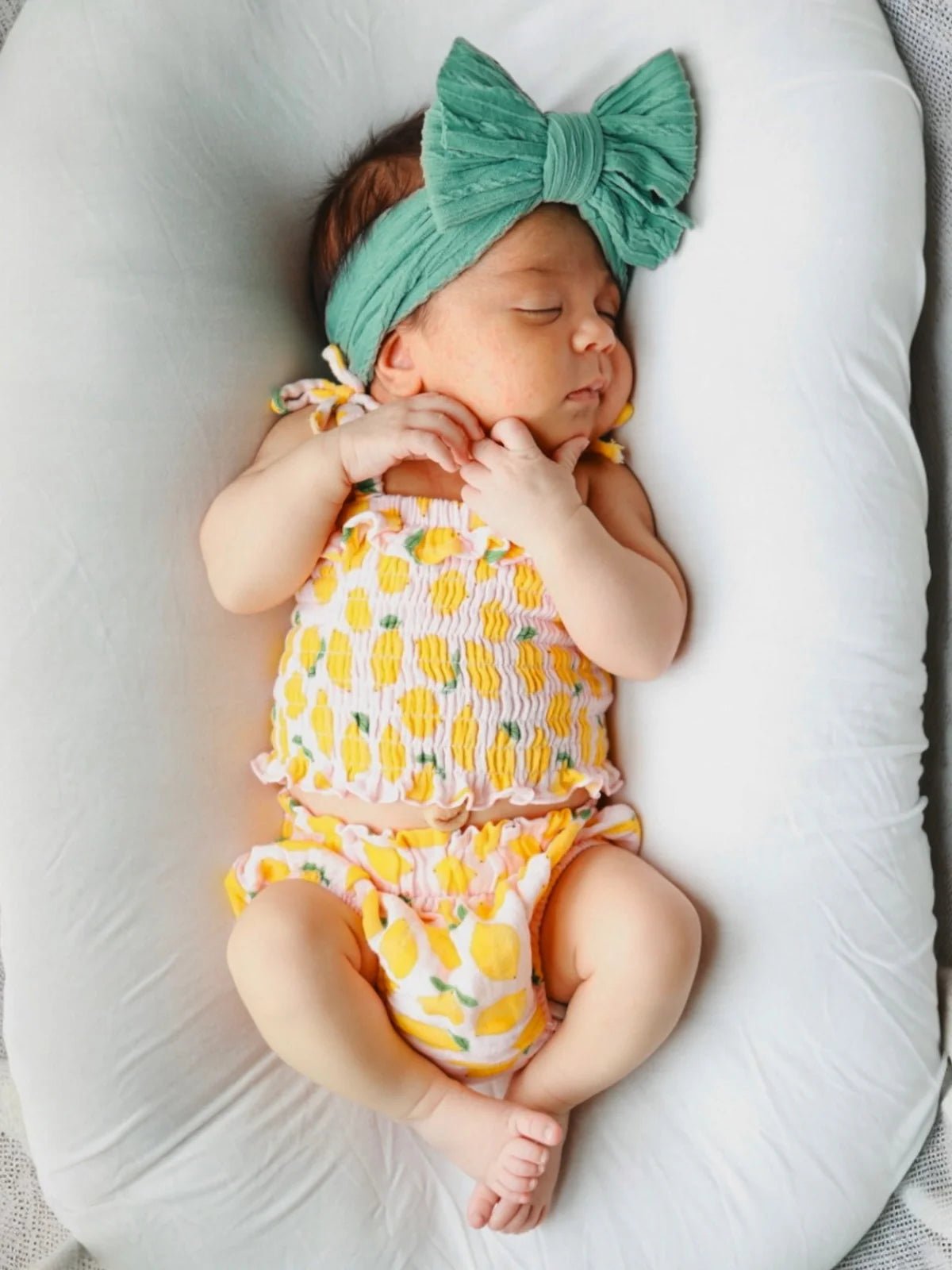 Muslin Smocked Ruffle Top & Bloomer: Lemon Sorbet - Bossy Beans
