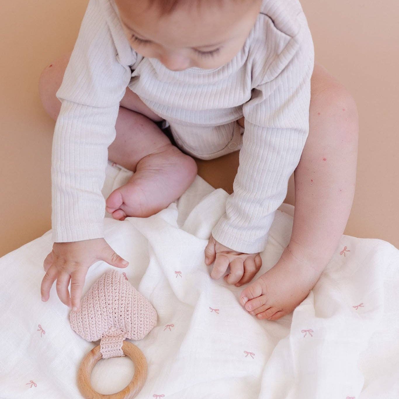 Muslin Swaddle Set - Strawberry, Bow, & Pink Stripe Baby Organic - Bossy Beans