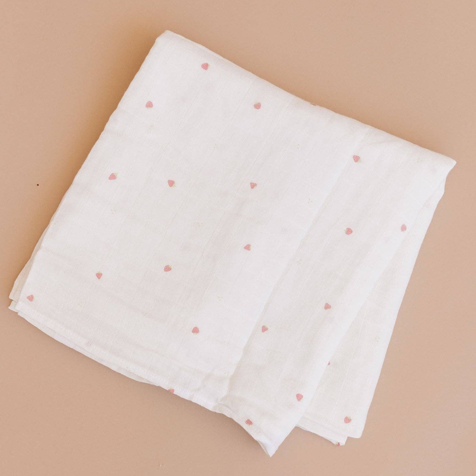 Muslin Swaddle Set - Strawberry, Bow, & Pink Stripe Baby Organic - Bossy Beans