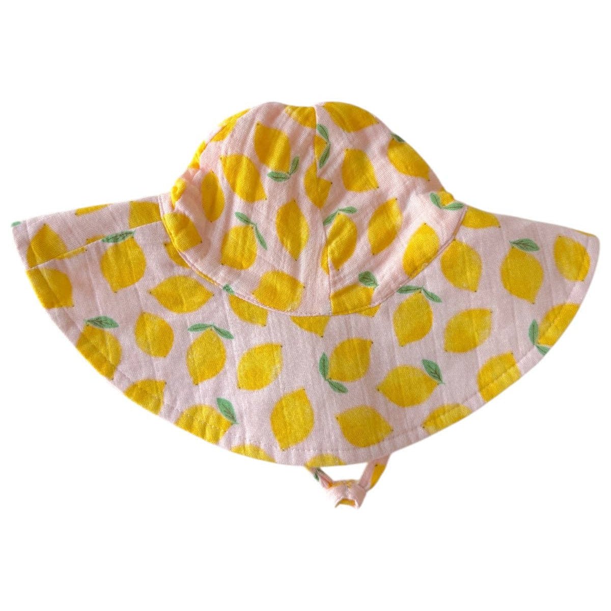 Muslin Wide Brim Sunhat: Lemon Sorbet - Bossy Beans