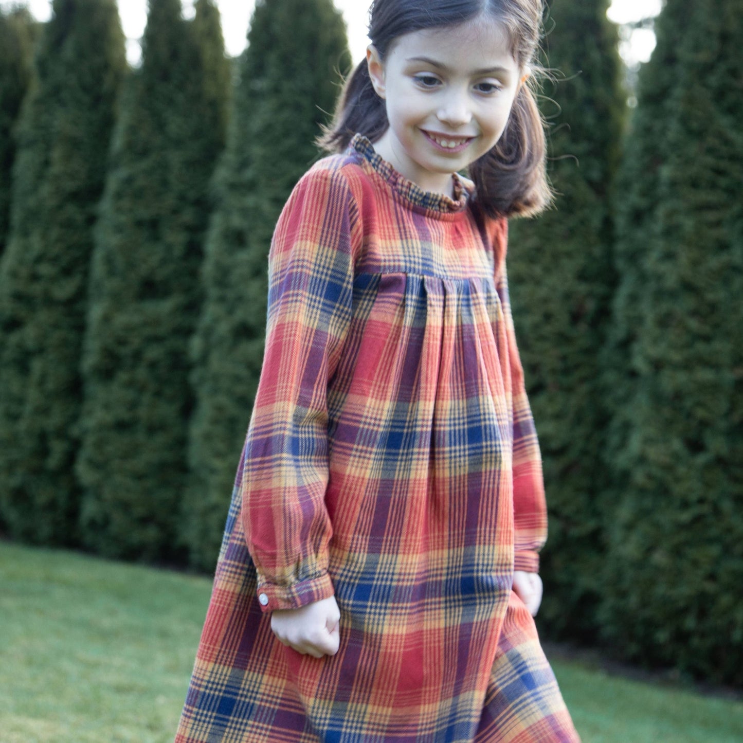 Myrtle Dress | Orange Winter Plaid - Bossy Beans