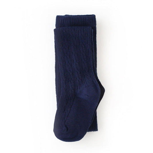 Navy Cable Knit Tights - Bossy Beans