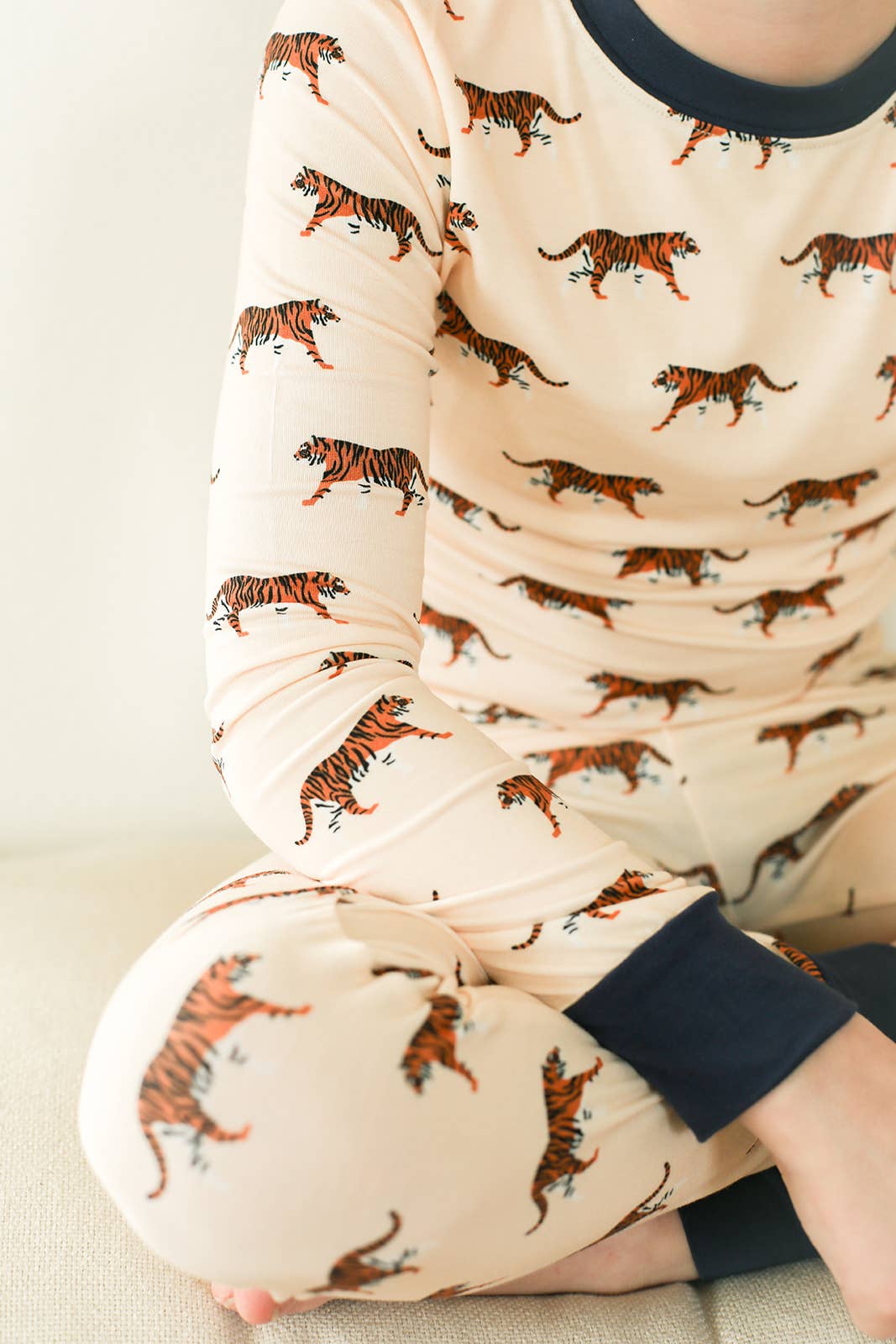 Navy Tiger 2 Piece Bamboo Pajama Set - Bossy Beans
