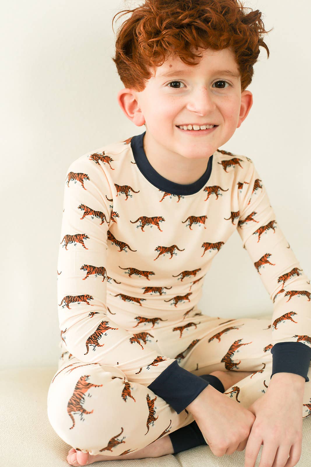 Navy Tiger 2 Piece Bamboo Pajama Set - Bossy Beans