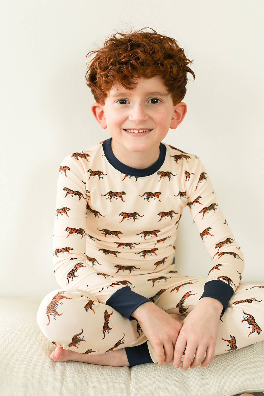 Navy Tiger 2 Piece Bamboo Pajama Set - Bossy Beans