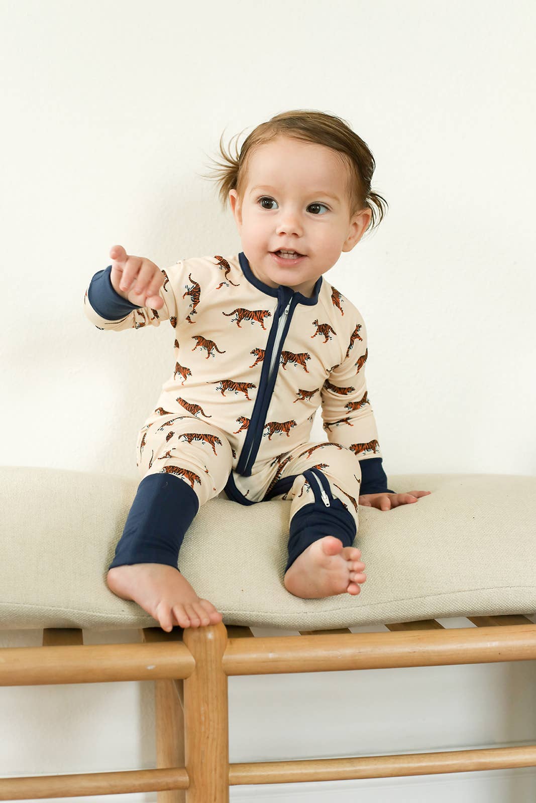 Navy Tiger Double Zipper Bamboo Sleeper - Bossy Beans