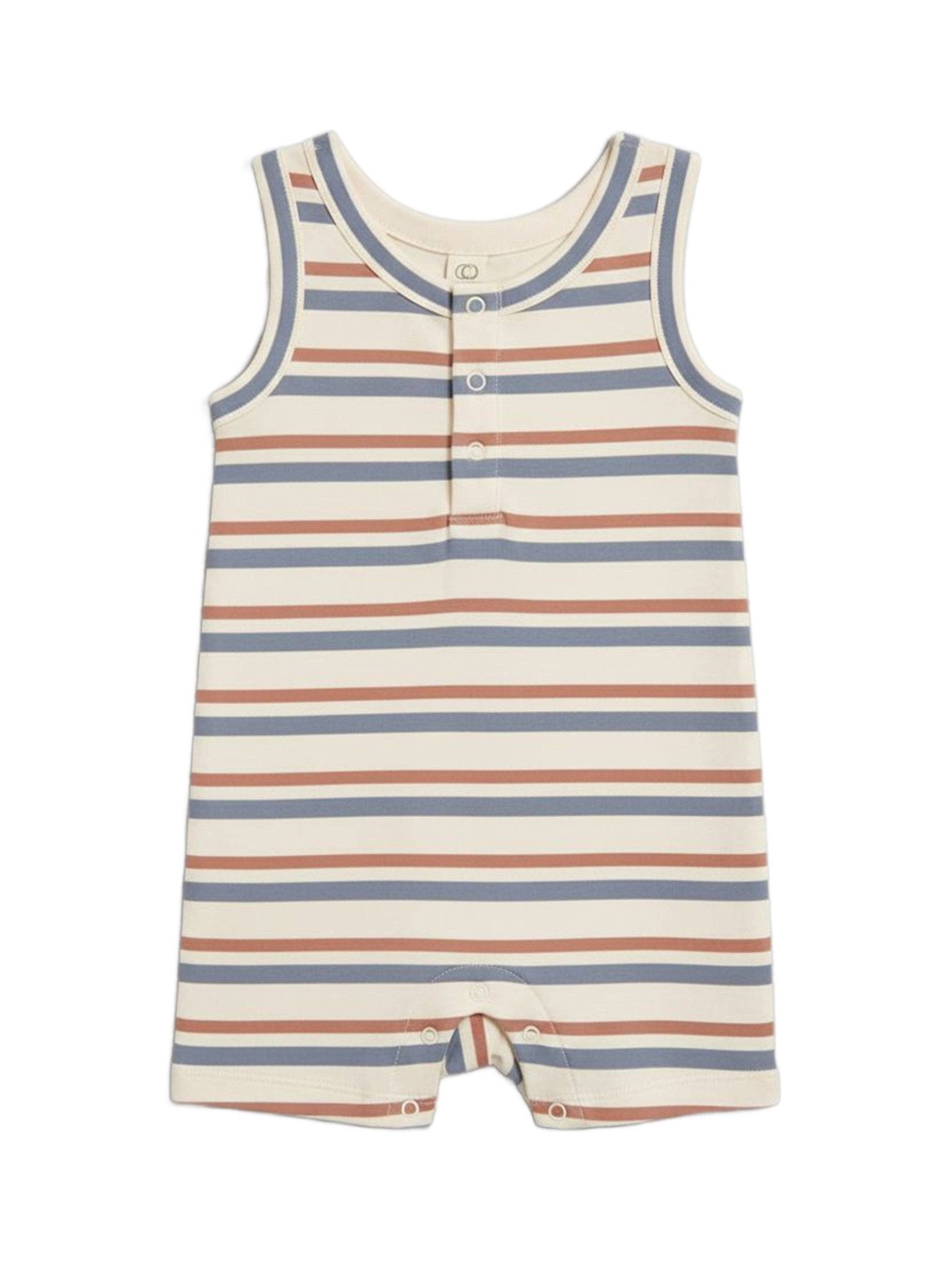 Nile Romper - Voyage Stripe (Sea + Ridge) - Bossy Beans