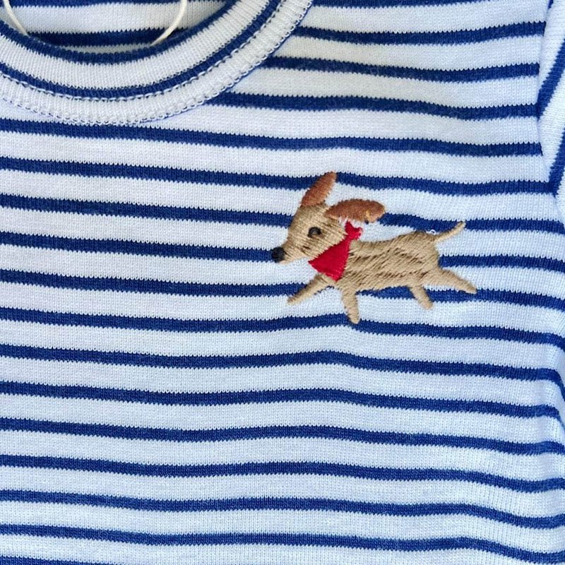 Organic Baby Onesie - Dog Embroidery - Bossy Beans