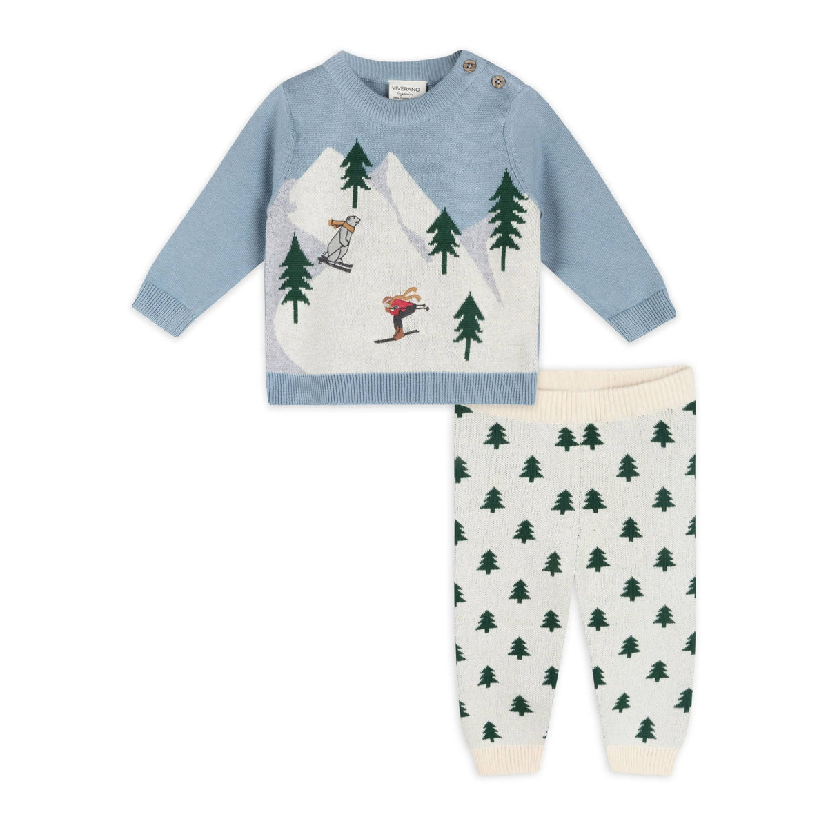 Organic Baby Pullover Sweater & Pant Set - Ski - Bossy Beans