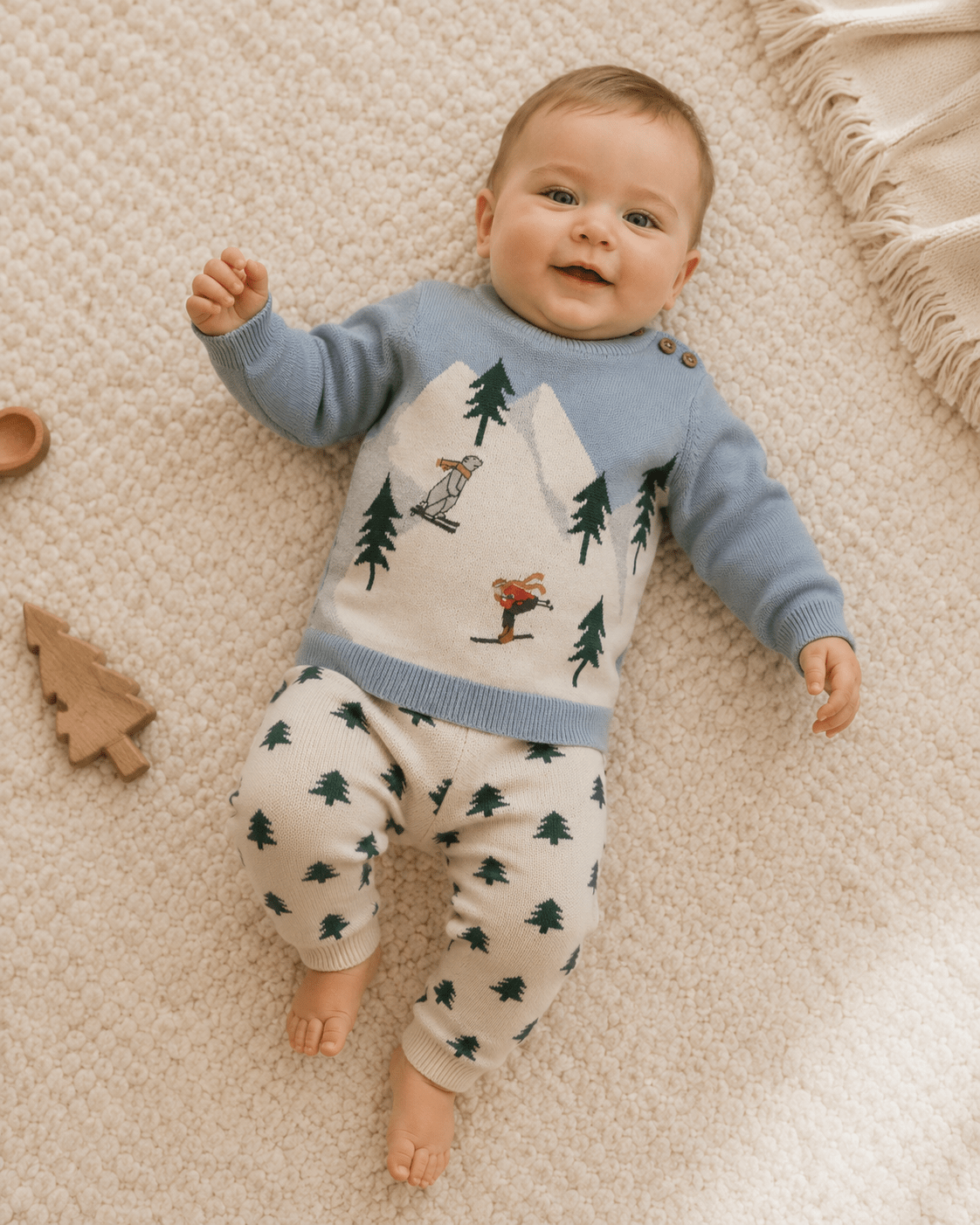 Organic Baby Pullover Sweater & Pant Set - Ski - Bossy Beans