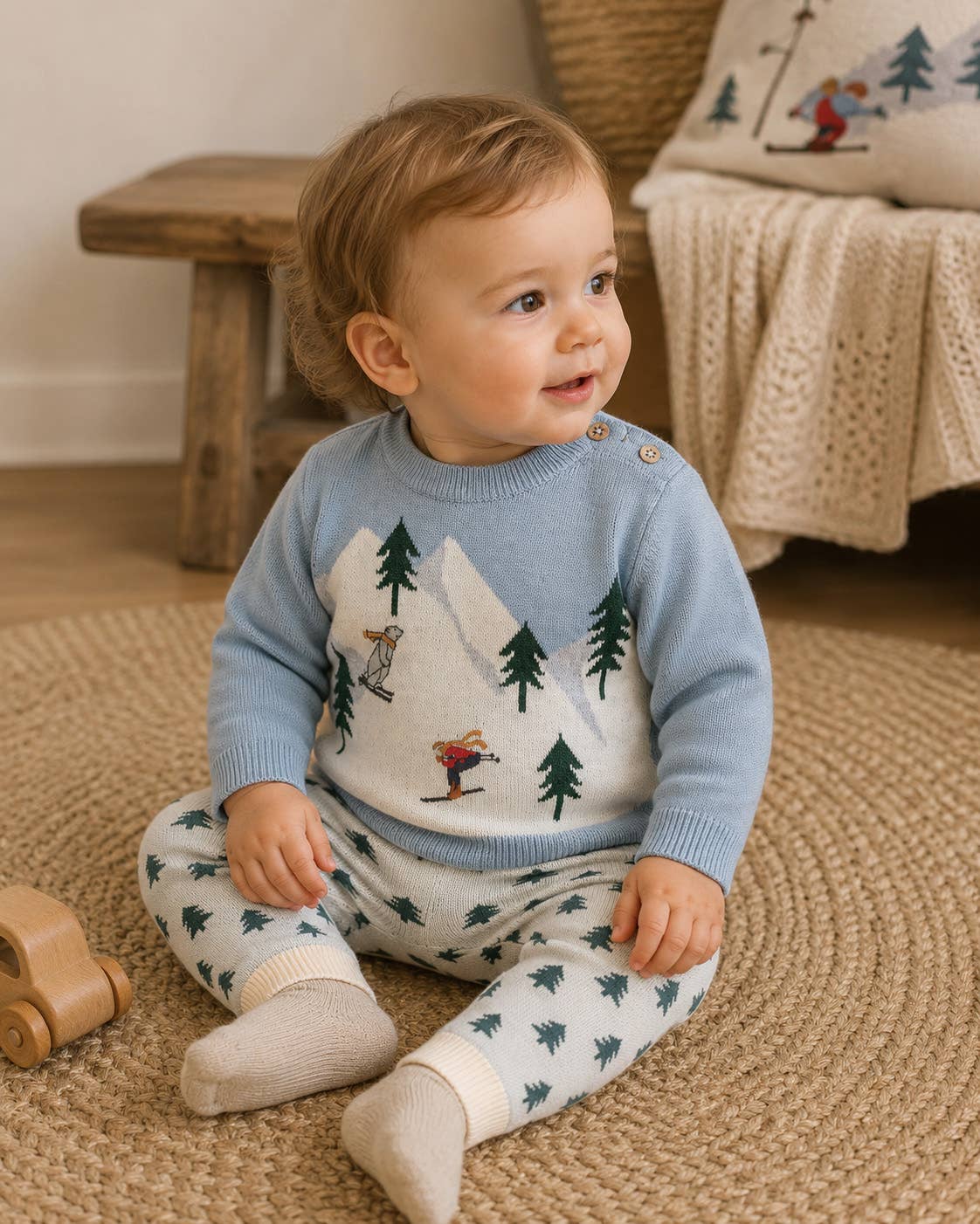 Organic Baby Pullover Sweater & Pant Set - Ski - Bossy Beans