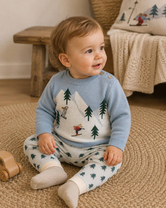 Organic Baby Pullover Sweater & Pant Set - Ski - Bossy Beans