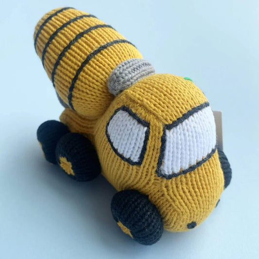 Organic Baby Rattle Toy - Concrete Mixer Truck - Bossy Beans