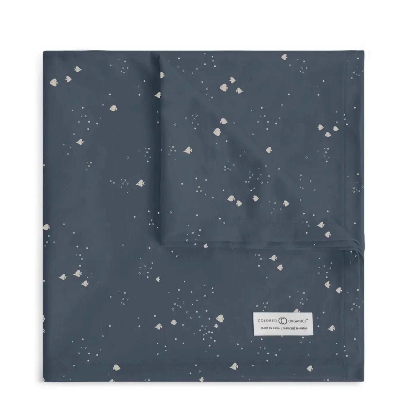 Organic Baby Swaddle Blanket - School of Fish / Harbor - Bossy Beans