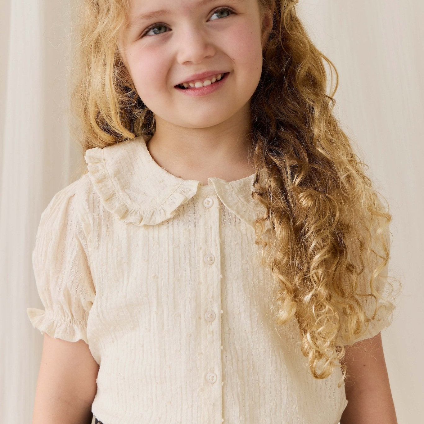 Organic Cotton Bowie Blouse - Parchment - Bossy Beans