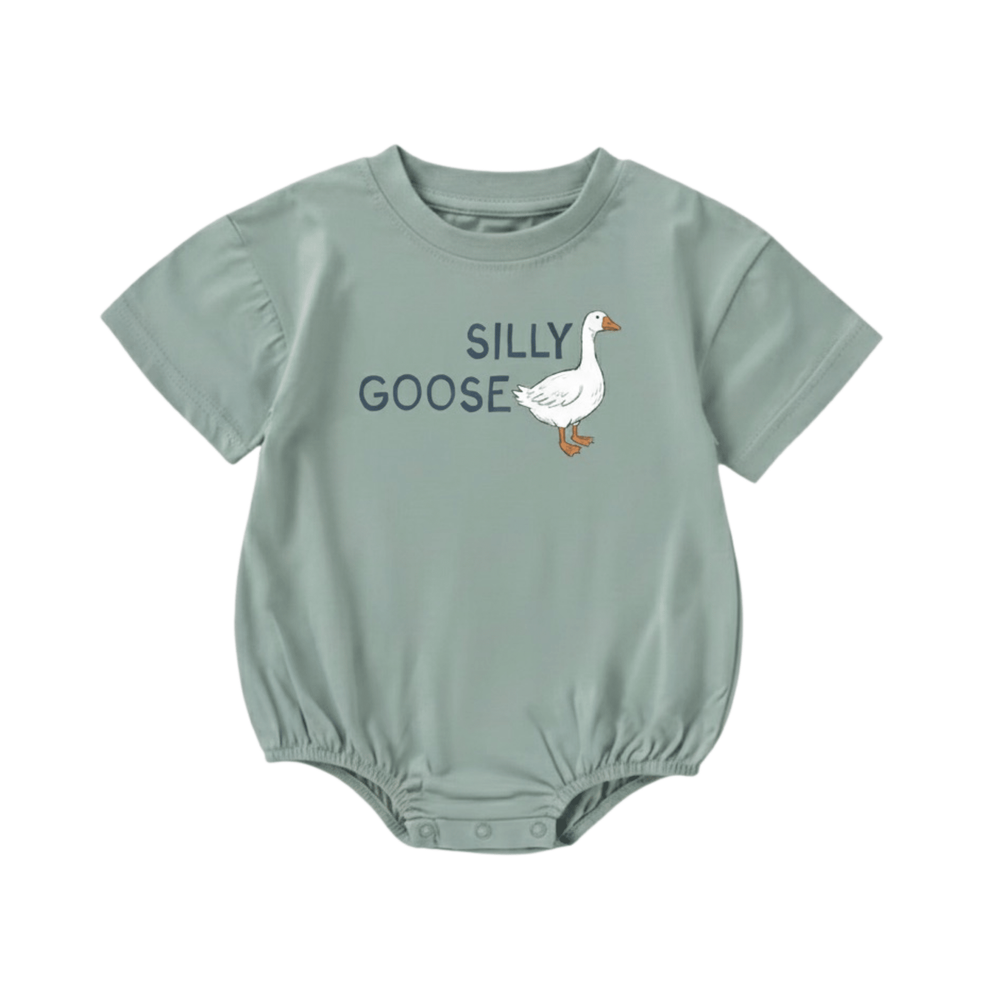 Organic Cotton Bubble Romper - Silly Goose (Green) - Bossy Beans