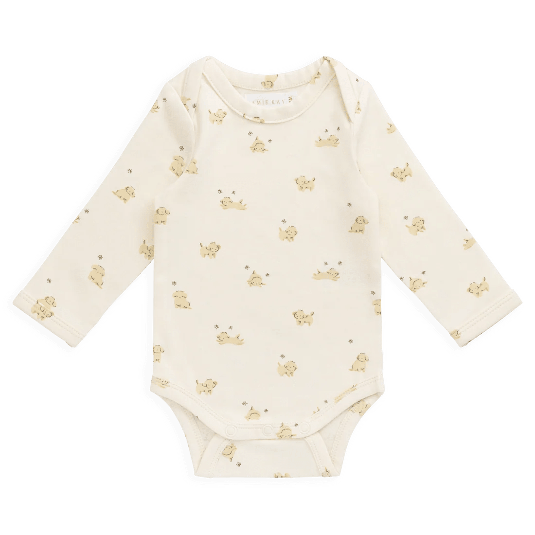 Organic Cotton Cassius Long Sleeve Bodysuit - Playful Honey - Bossy Beans