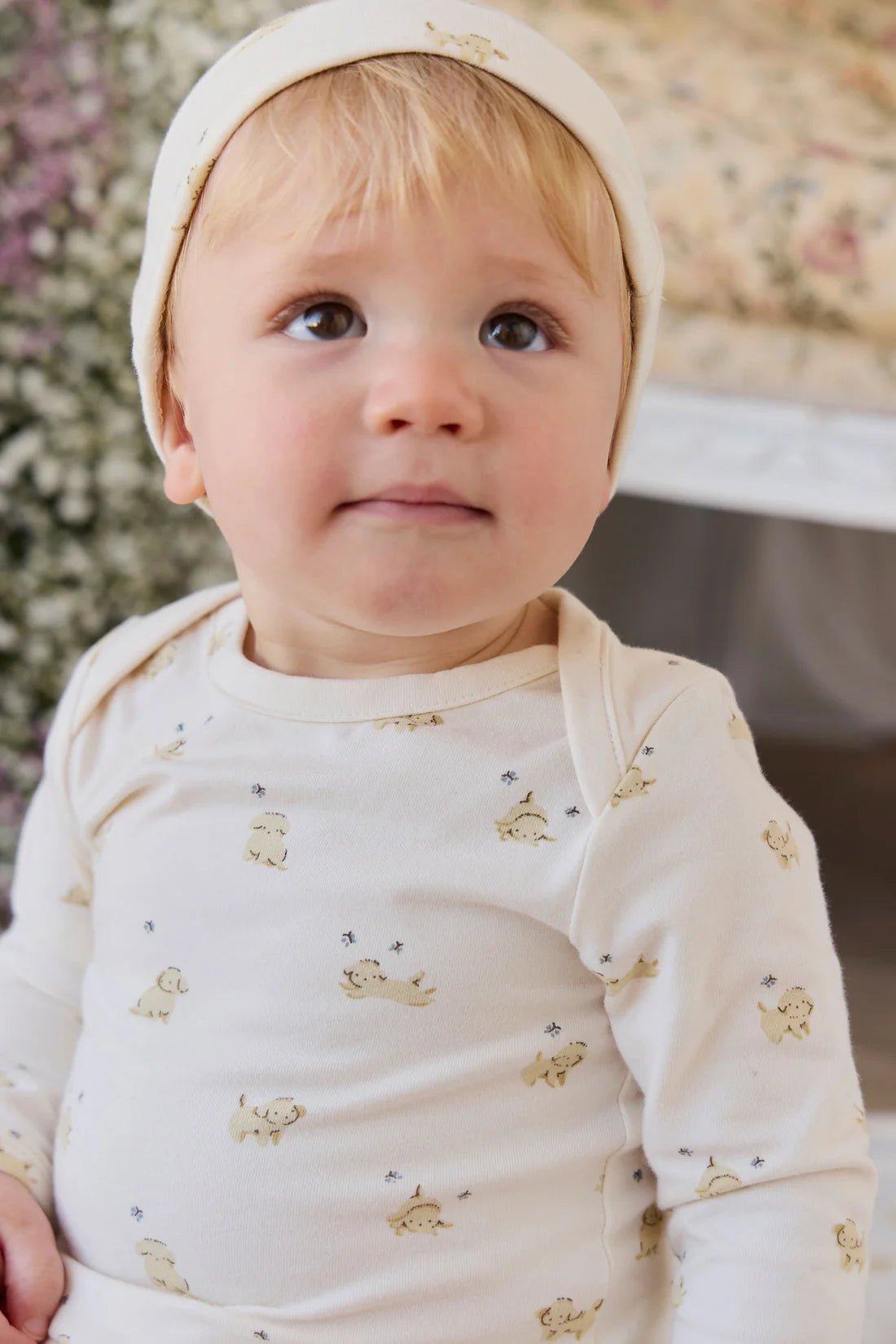 Organic Cotton Cassius Long Sleeve Bodysuit - Playful Honey - Bossy Beans