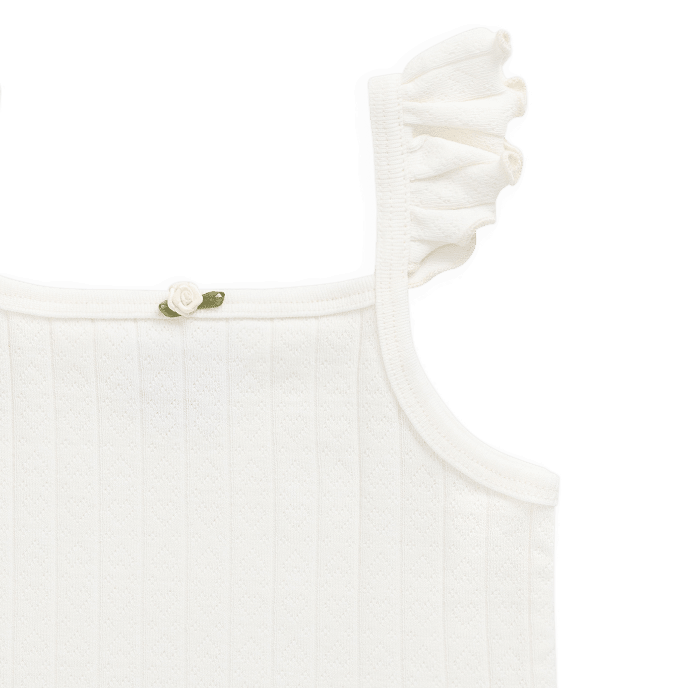 Organic Cotton Josephine Singlet - Sweet Heart Pointelle Parchment - Bossy Beans