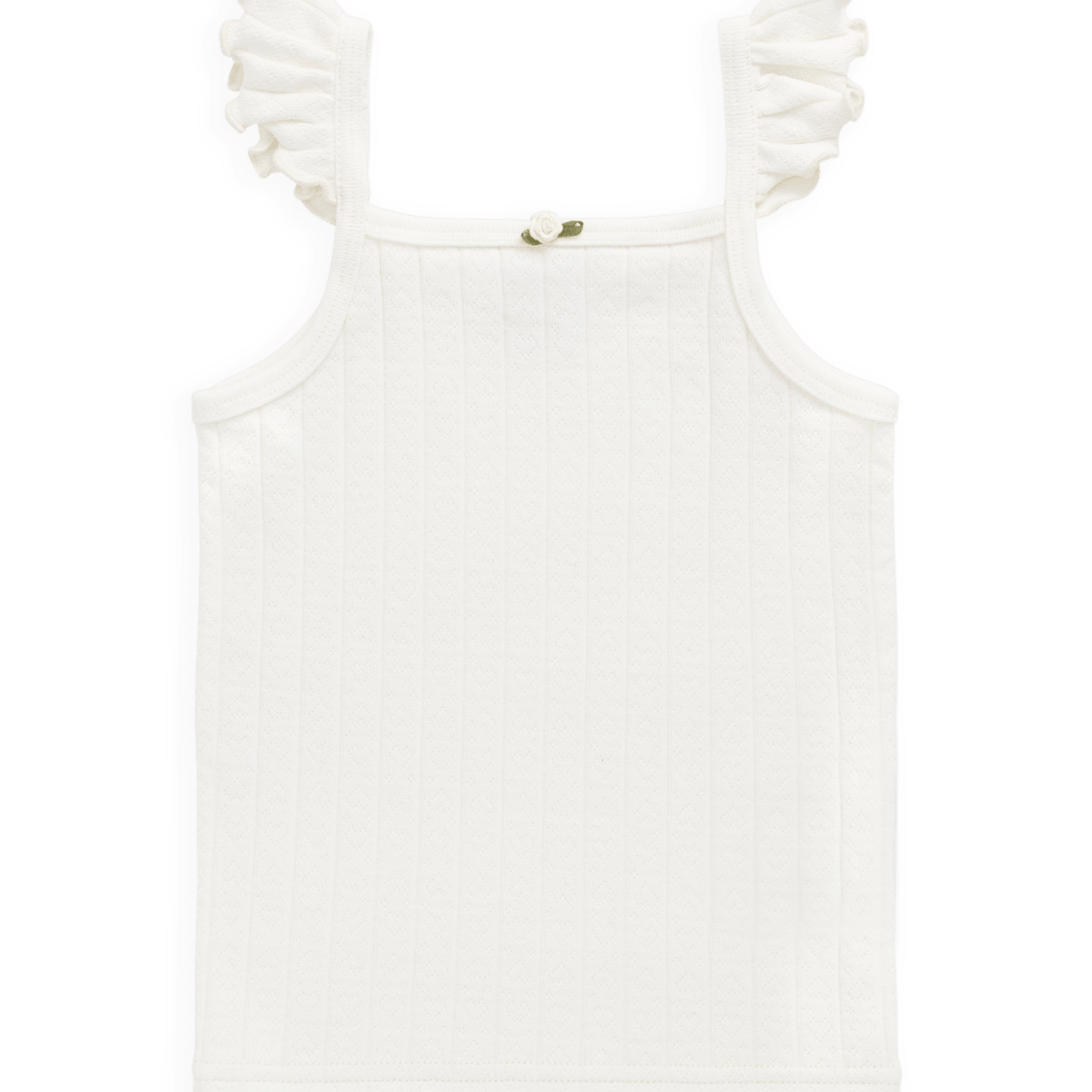Organic Cotton Josephine Singlet - Sweet Heart Pointelle Parchment - Bossy Beans