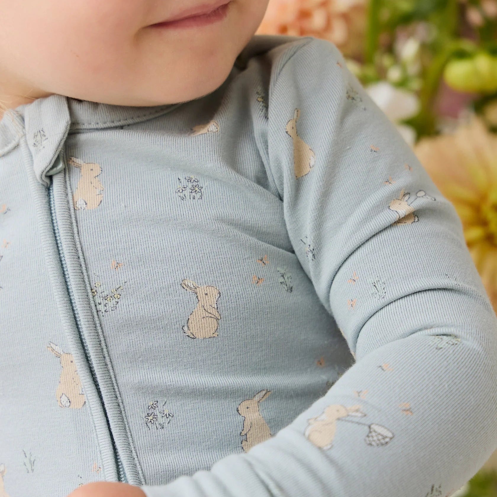 Organic Cotton Jude Onepiece - Lapin Jardin Blue - Bossy Beans