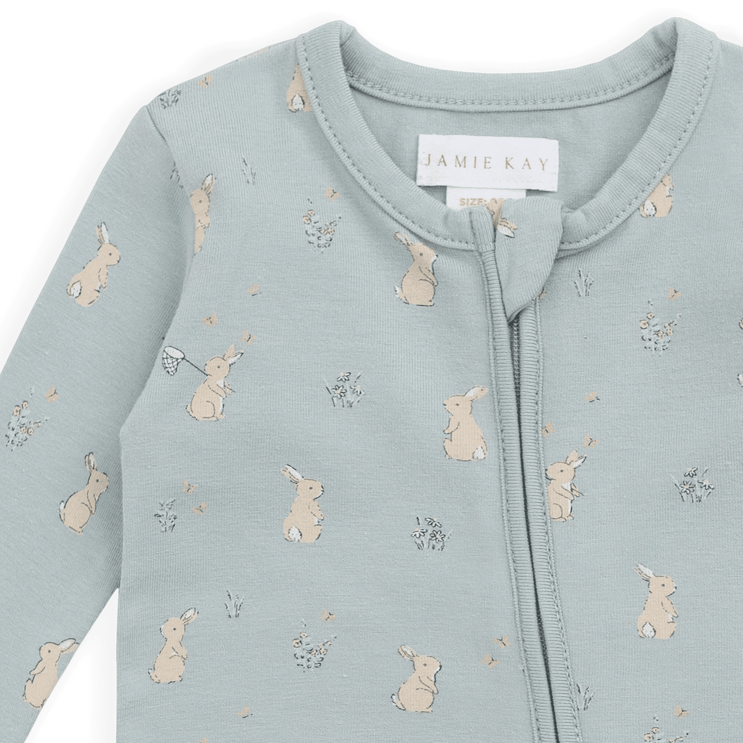 Organic Cotton Jude Onepiece - Lapin Jardin Blue - Bossy Beans