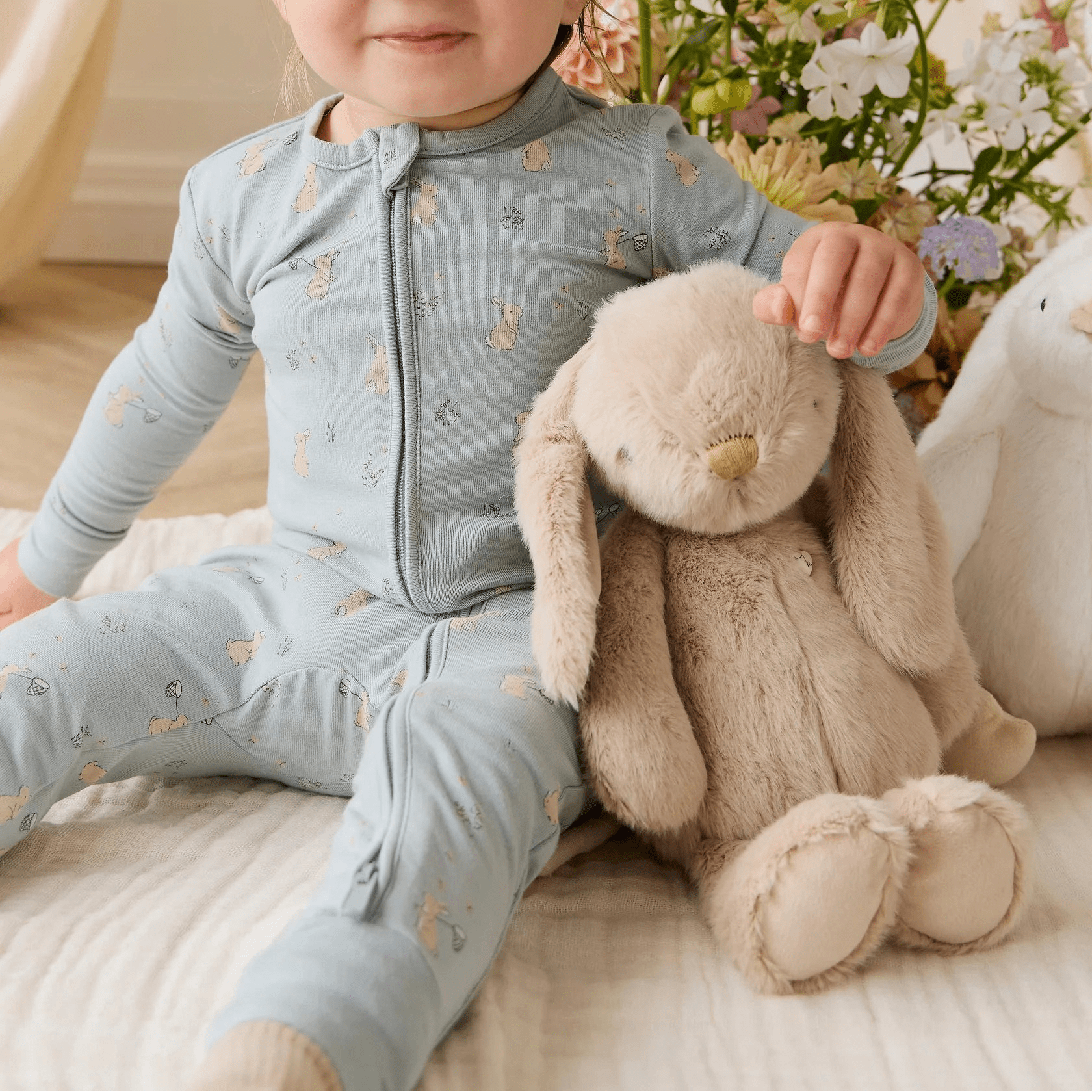 Organic Cotton Jude Onepiece - Lapin Jardin Blue - Bossy Beans
