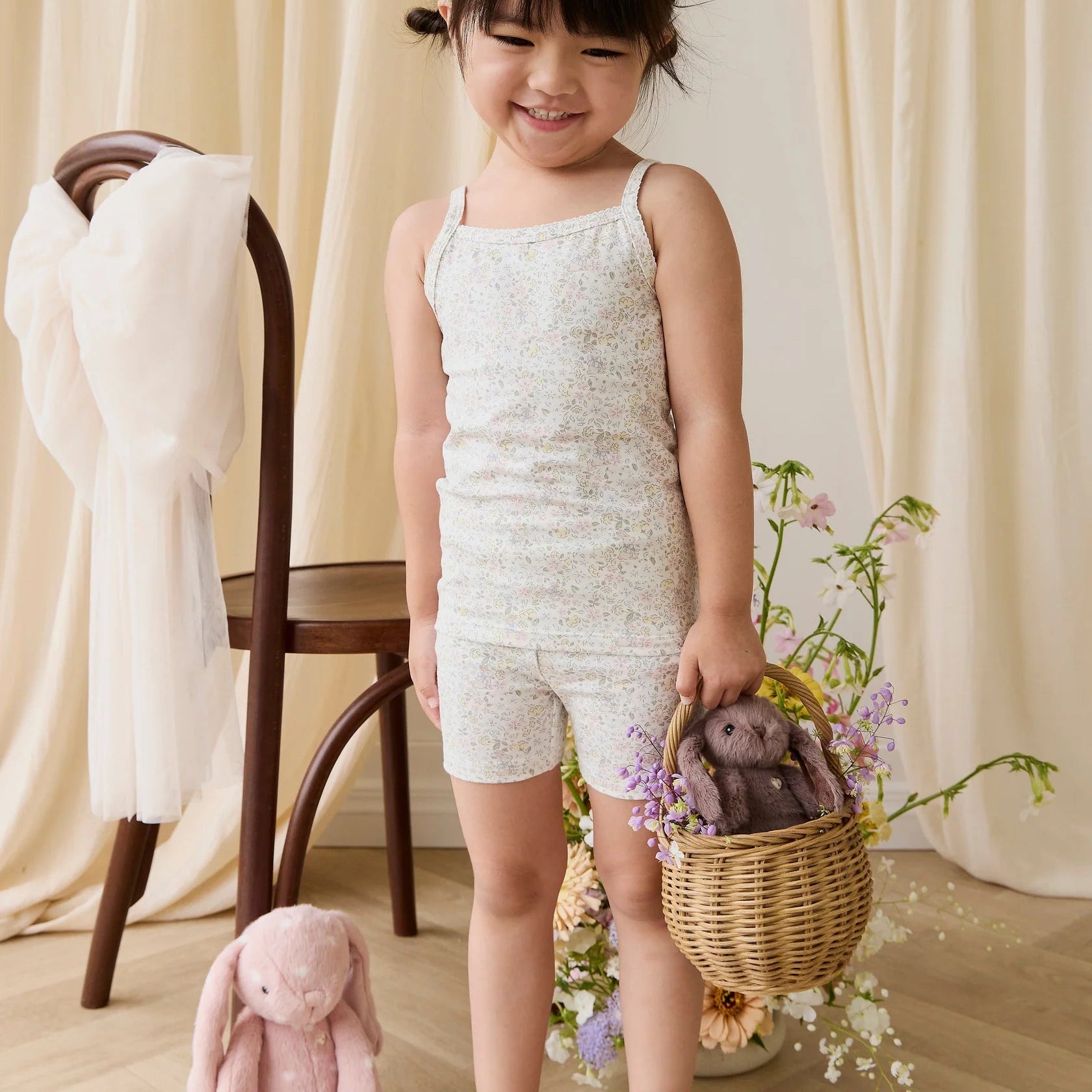 Organic Cotton Jude Singlet Pyjama Set - Cottage Garden - Bossy Beans