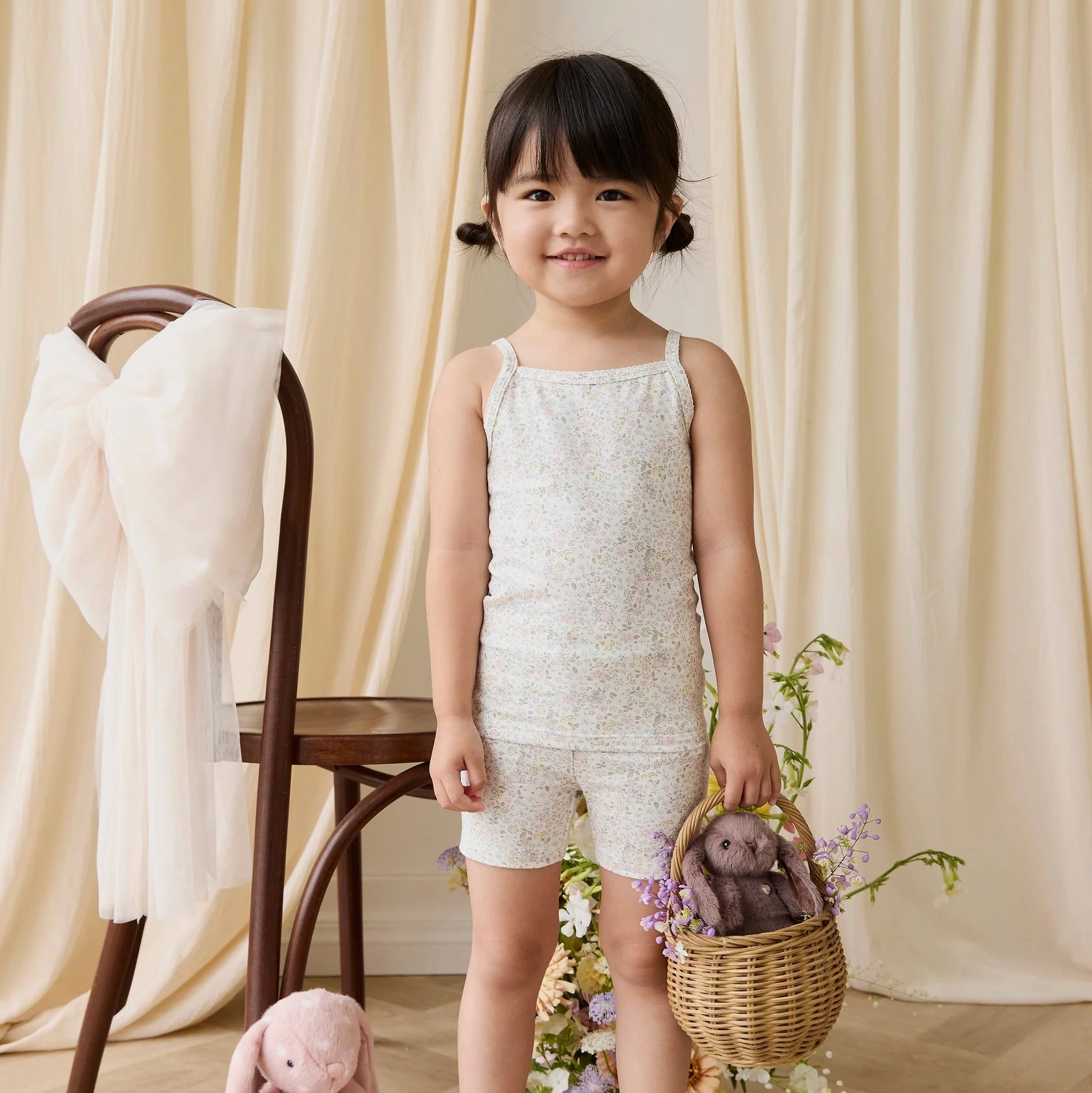 Organic Cotton Jude Singlet Pyjama Set - Cottage Garden - Bossy Beans