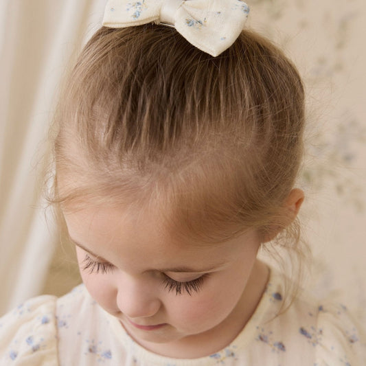 Organic Cotton Muslin Desiree Bow - Molly Blue - Bossy Beans