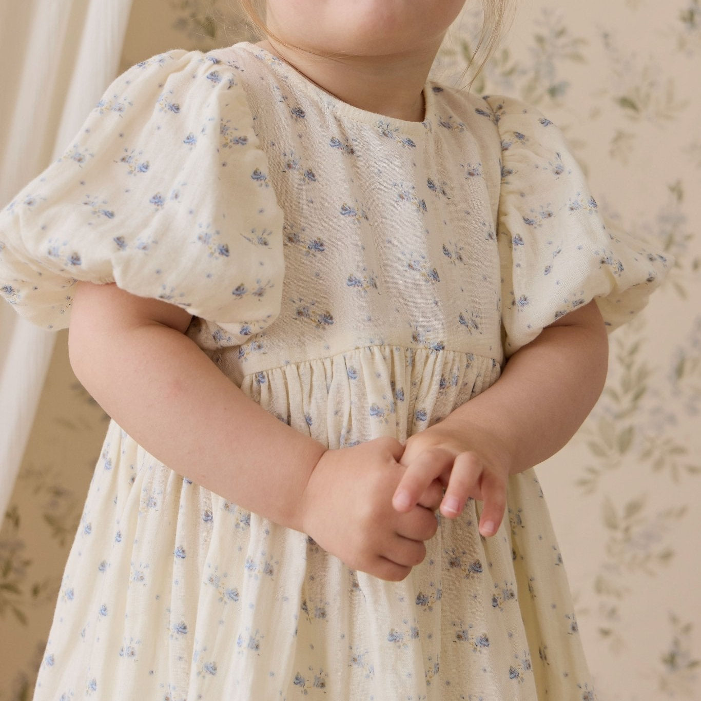 Organic Cotton Muslin Frannie Dress - Molly Blue - Bossy Beans