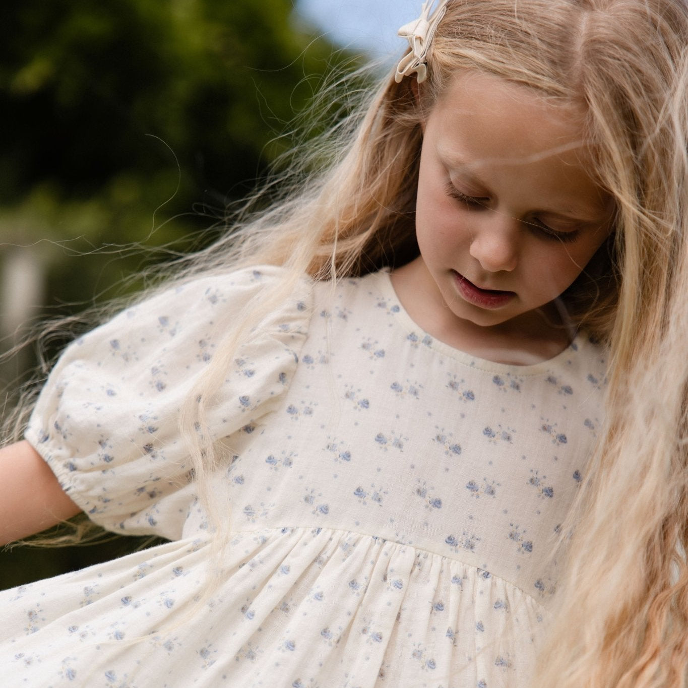 Organic Cotton Muslin Frannie Dress - Molly Blue - Bossy Beans