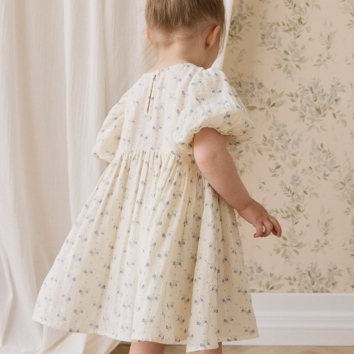 Organic Cotton Muslin Frannie Dress - Molly Blue - Bossy Beans