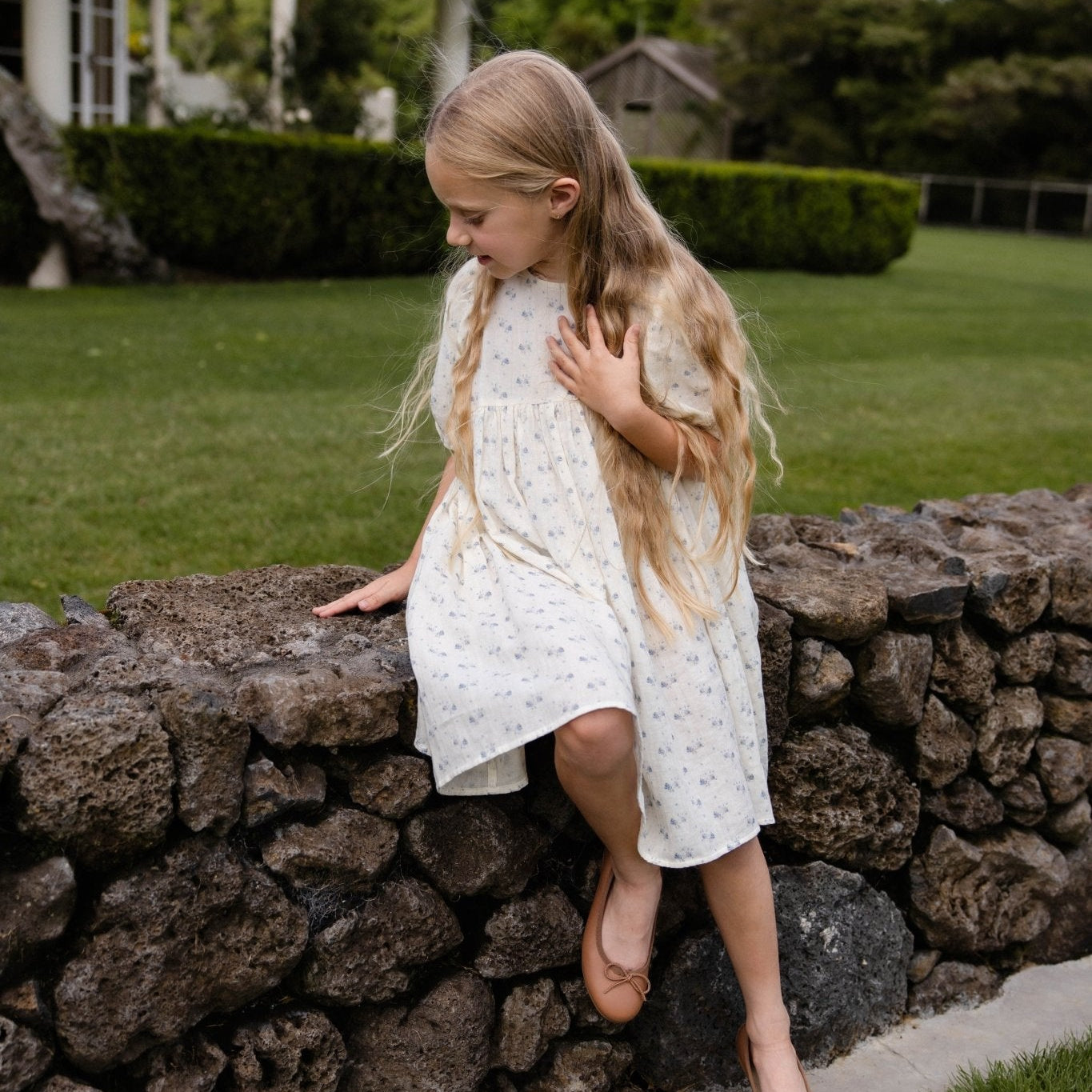 Organic Cotton Muslin Frannie Dress - Molly Blue - Bossy Beans