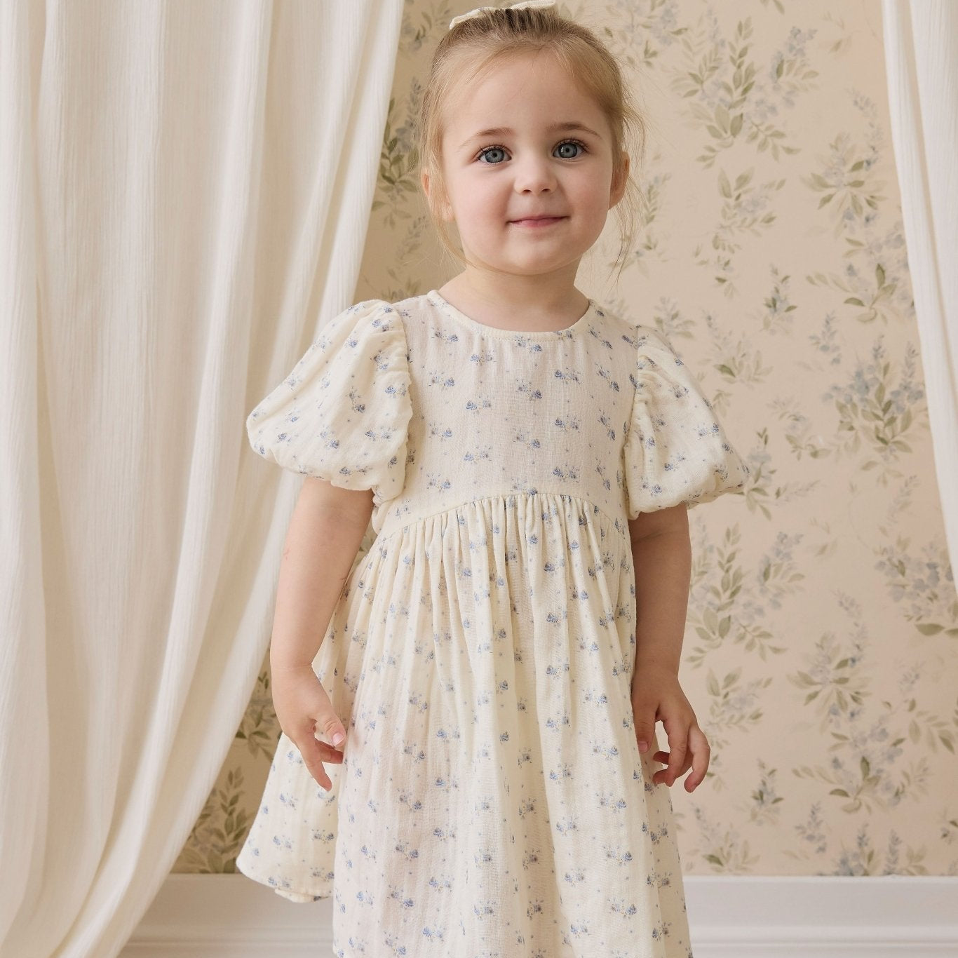 Organic Cotton Muslin Frannie Dress - Molly Blue - Bossy Beans