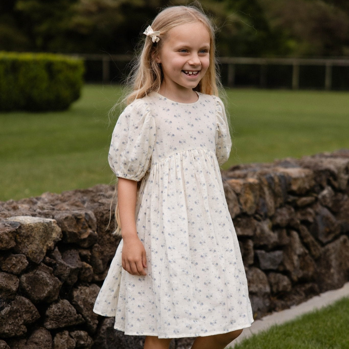 Organic Cotton Muslin Frannie Dress - Molly Blue - Bossy Beans